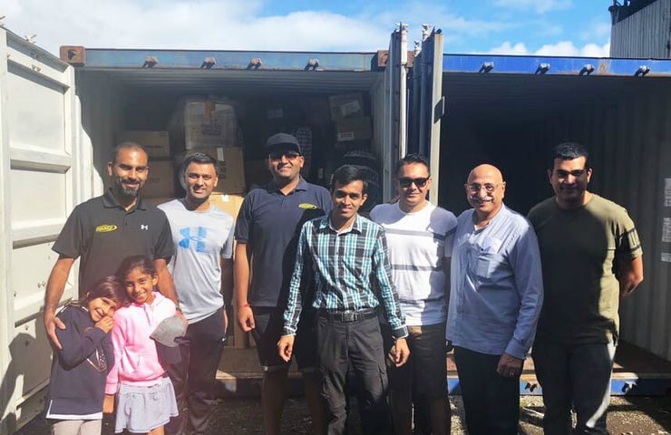 Containers with relief materials set to leave for Fiji
