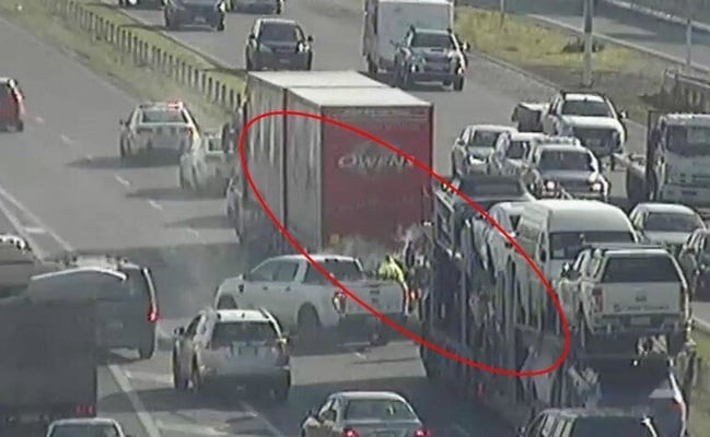 Three teenagers evading police in a stolen vehicle ram into a truck on Southern Motorway