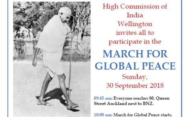 Global peace march in Auckland, to celebrate 150th birth anniversary of Mahatma Gandhi